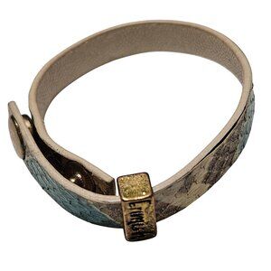 Erimish Snake Print Faux Leather Bracelet Snap Button Closure Fashion Jewelry